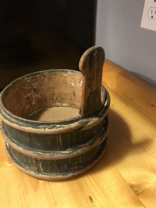 Early 1900’s Wood Salt Bucket 10” X 6”.