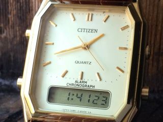 Authentic Vintage Gents Citizen Quartz Alarm - Chronograph C480 Digi/ana Watch