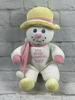 Main Joy My First Snowman 2000 Baby Lovey 12 " Rattle Stuffed Animal Security Toy