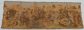 Vintage French Arabian Market Scene Tapestry Wall Hanging 48x136cm T206