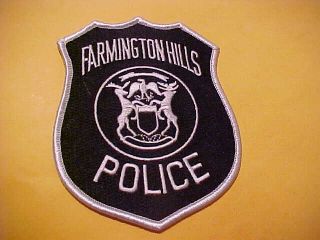 Farmington Hills Michigan Police Patch Shoulder Size Black