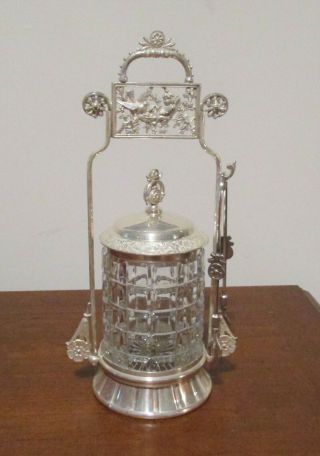 Antique Victorian Silver Plated Pickle Jar Castor By Meridan B.  Company