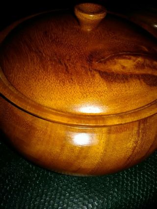 Vintage Hand Turned Wood Bowl with Lid from the Phillipines.  7 