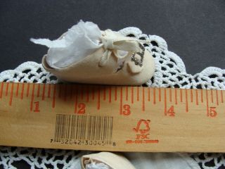 Vintage Doll Shoes Off White Flocked For German & French Bisque/Composition 5
