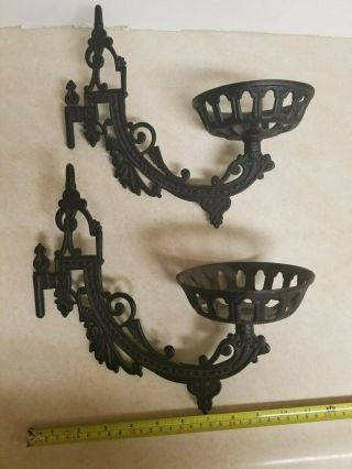 2 Vintage Cast Iron Wall Sconce Candle Holder/Oil Lamp (NO Wall Bracket) 2