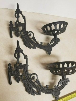 2 Vintage Cast Iron Wall Sconce Candle Holder/Oil Lamp (NO Wall Bracket) 3