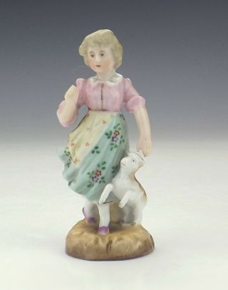 Antique German - Dresden - Porcelain Shepherdess Figurine - Miniature