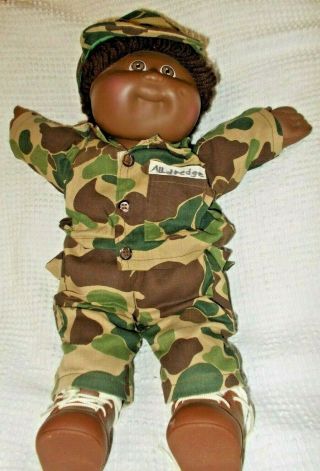 Vintage Cabbage Patch Kids African American Army Camo Boy Doll,  X.  Roberts 