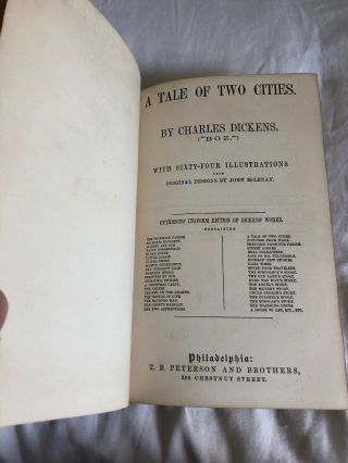 Antique Book Charles Dickens A Tale Of Two Cities 1st Us Ed.  1859 T.  B.  Peterson