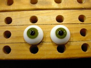A Pair Vintage Solid Doll Glass Eyes 22 Mm For Bisque Doll Head Age 1910 A 3754