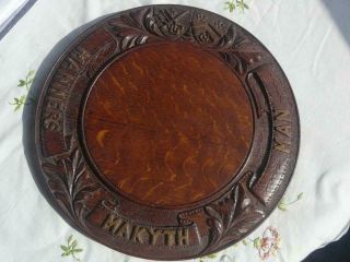 Antique English Wood Bread Board Manners Makyth Man Winchester College Crest