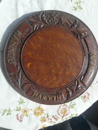 antique english wood bread board manners makyth man winchester college crest 5