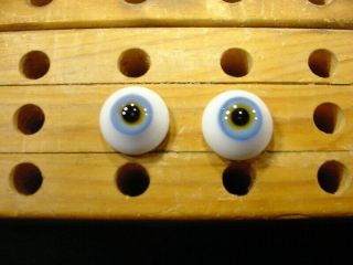 A Pair Vintage Solid Doll Glass Eyes 20 Mm For Bisque Doll Head Age 1910 A 3751