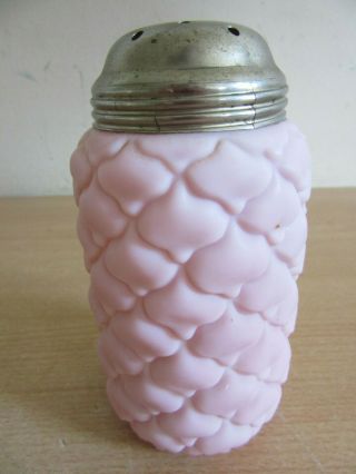 Antique Victorian Pink Satin Glass Peachbloom Consolidated Sugar Shaker 5.  25 "