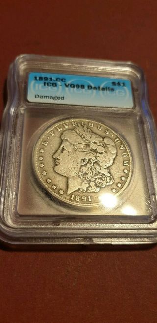 Collectible,  Antique,  Rare Coin,  1891 Cc Morgan Silver Dollar,  Icg Vg08