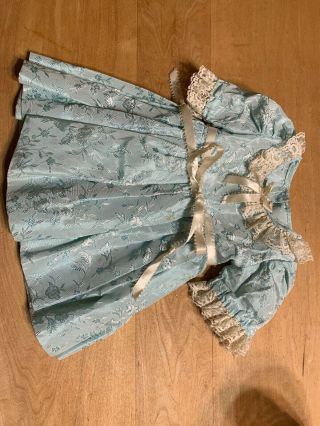 Vintage Blue Satiny Doll Dress For Antique/vintage Doll -