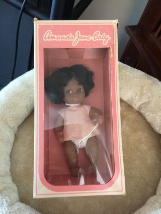 Vintage " Amanda Jane " Black Baby Doll In Her Box - Never Played With