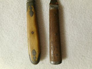 2 Antique Civil War Era Forks - Pewter Inlay - 3 Tine Forks - Wood or Bone Handles 3