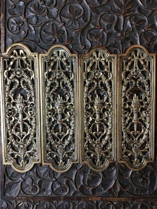 Set 4 Vintage Solid Brass Neo Classical Torchere Door Finger Plates 26cm X 7.  5cm