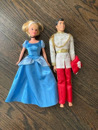 Prince Charming & Cinderella Doll Barbie Disney Ken Mattel Vintage Glass Slipper