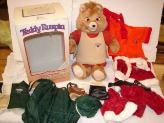 Vintage Teddy Ruxpin Bear Battery Operated & Extra Clothing Outfits