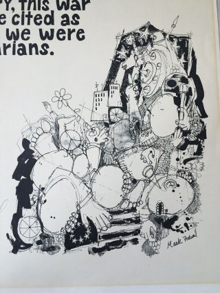 Vietnam Era Anti War Protest Poster Mark Podwal Signed “War Barbarians” 6