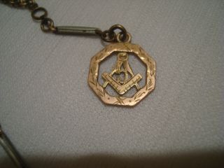 10k Gold Masonic Watch Fob With Old D&c Watch Chain