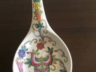 Big Porcelain Chinese Famille Rose Spoon with Butterfly & Flowers 5