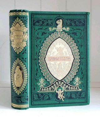 The Poetical Of Henry Wadsworth Longfellow Antique Victorian Angel Cover