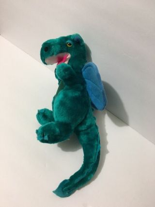 Vintage 12 " Dakin Dinosaur Dragon 1983 Plush Toy Stuffed Animal Green Puff Magic
