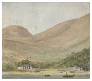 Antique 19th Century English School River Landscape Scene With Boats