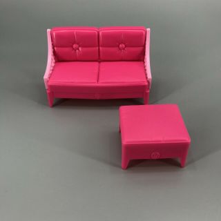 Barbie Dream House Couch Miniature Accessory With Lattice Work Accent & Ottoman