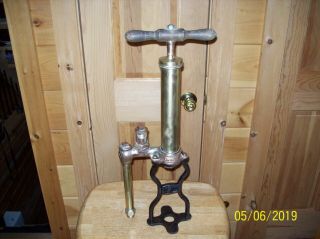 Antique O.  Perkles,  Phila.  Brass & Cast Iron Hand Operated Sump Pump,  Steampunk