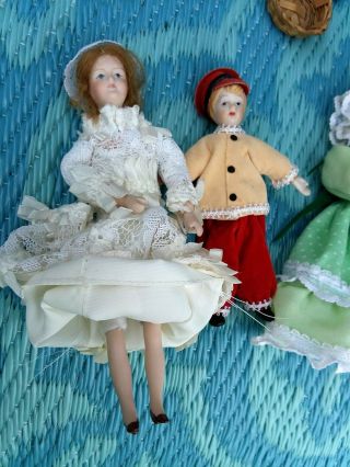 Antique Victorian Dollhouse Furniture Porcelain Dolls and Accessories 1:12 Scale 2