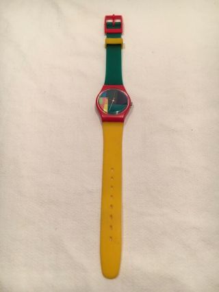 Vintage 1985 Swatch Watch Mcswatch Lr105 Mcgregor Red Yellow Green