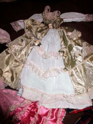 Vintage Porcelain And Other Doll Dresses Shoes Petty Coats Clothes