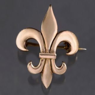 Antique French Fleur De Lis Watch Pin Brooch 10k Gold Filled Vtg Estate Jewelry