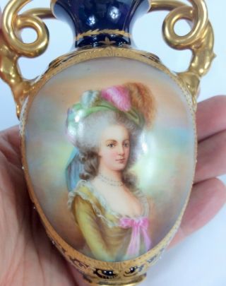 antique Royal Vienna hand painted Urn portrait of Marie Antoinette 4
