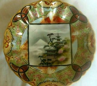 Antique Nippon Hand Painted Raised Gold Scene 10 " Bowl Unmarked