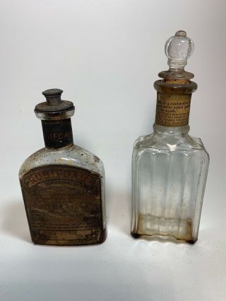 Vintage Pharmacy Cork Topped Glass Medicine Bottle,  With Cork Top,  And Label