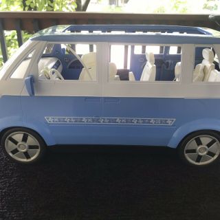 Vintage 2002 Mattel Barbie Blue VW Micro Bus With Accessories and Van Horn 2