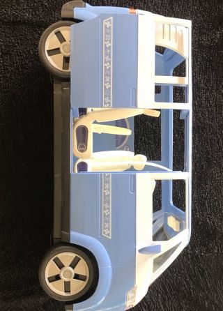 Vintage 2002 Mattel Barbie Blue VW Micro Bus With Accessories and Van Horn 6