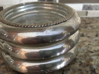 Vintage Laben Sterling Silver/glass Wine Coasters - Set Of 6
