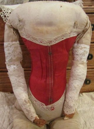 Antique Doll Body For China Head,  Parian,  Paper Mache Doll w/Corset 3