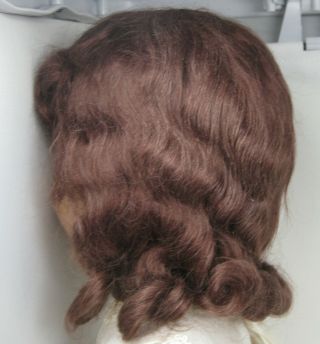 Antique Vintage Mohair Doll Wig Auburn Bangs 4 22 " Bisque Head Or Compo Size 15