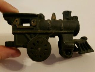 Antique Vtg Cast Iron Train Set of 4: Steam Engine,  Coal Car,  Passenger,  Caboose 3