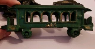 Antique Vtg Cast Iron Train Set of 4: Steam Engine,  Coal Car,  Passenger,  Caboose 5