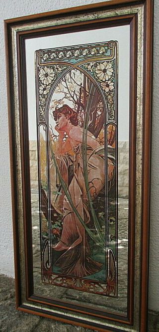 Art Nouveau / Jungendstil Alphonse Mucha Rare Mirror Painted " Reverie Du Soir "