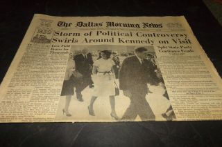 Vintage Dallas Morning Newspaper John Kennedy Texas Trip Before Assassination 63