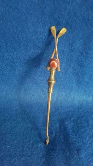 Unusual Highly Collectable 1900s Brass Glove Button Hook Lacrosse Sticks & Ball